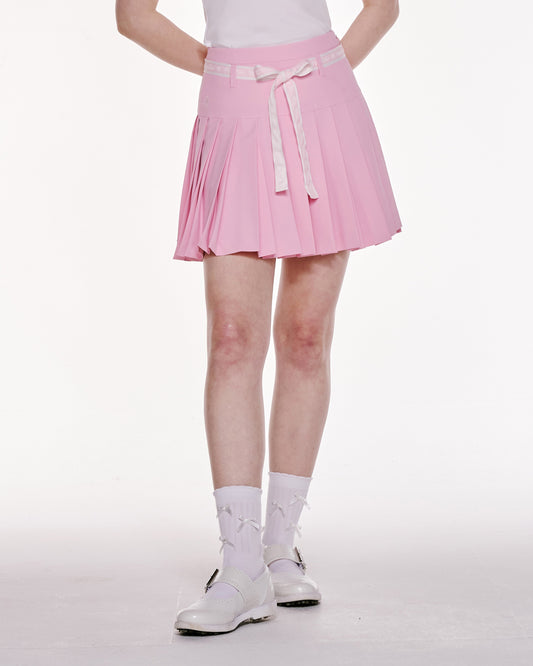 ハイウエストリボンセットプリーツスカート