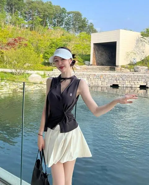 25SS ノースリーブVネックニットベストカーディガン