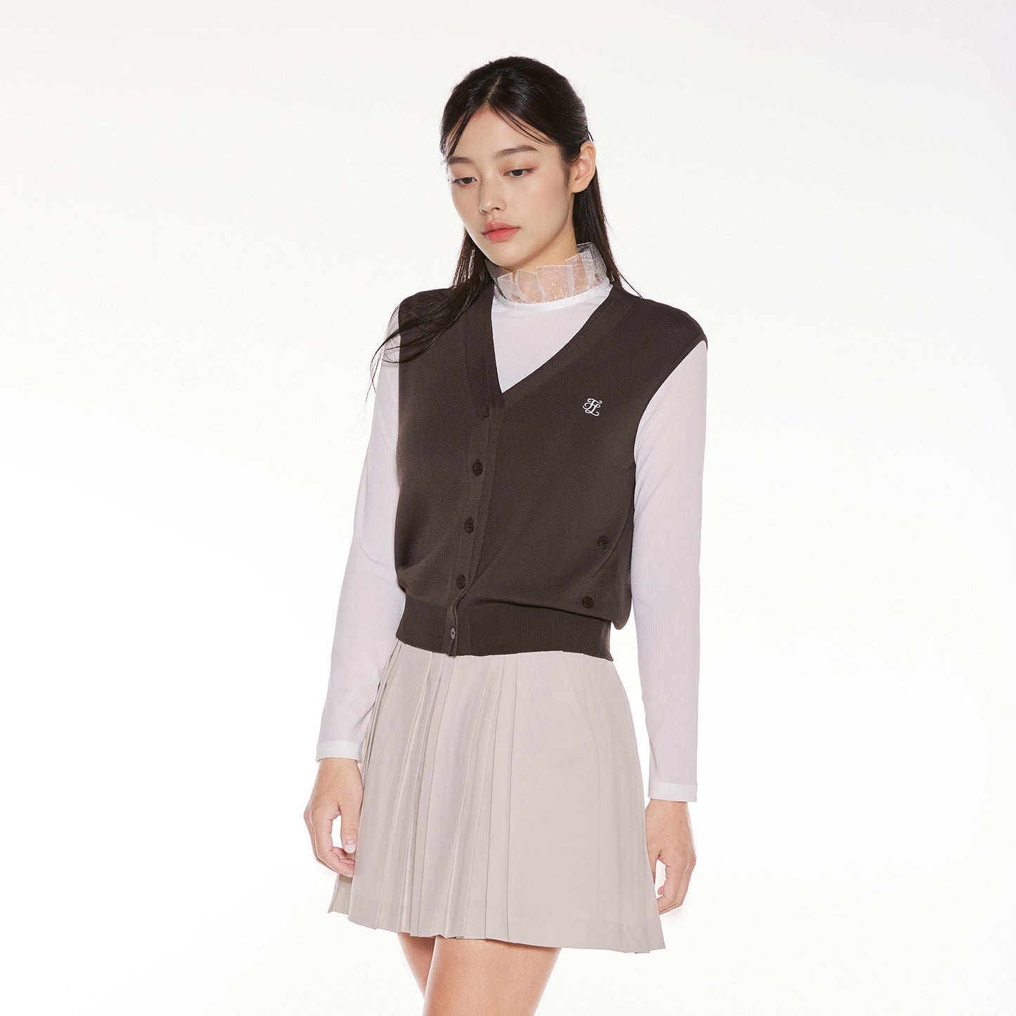 25SS ノースリーブVネックニットベストカーディガン