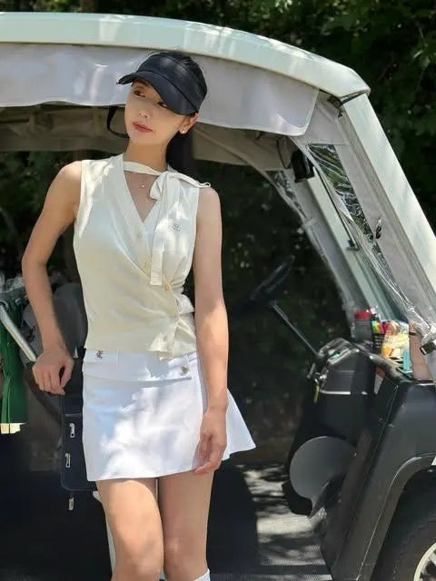 25SS ノースリーブVネックニットベストカーディガン