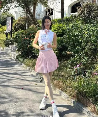 ニットリボンスリーブレスTシャツ