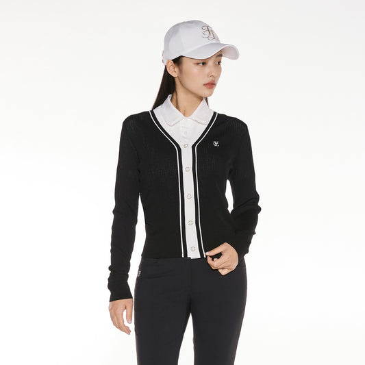 25SS ツートーンワイドリブカーディガン