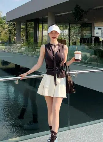 25SS ノースリーブVネックニットベストカーディガン