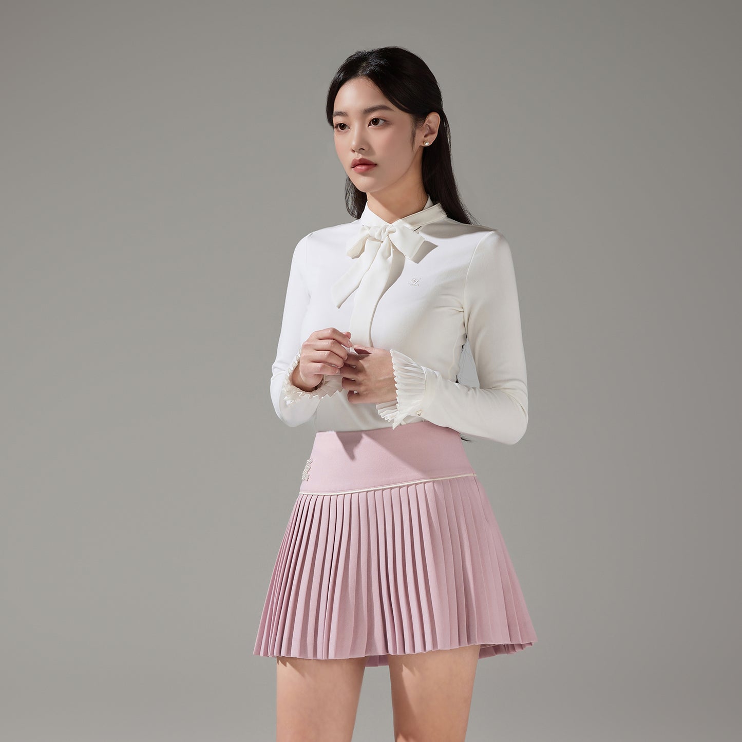 パールロゴフレアプリーツスカート