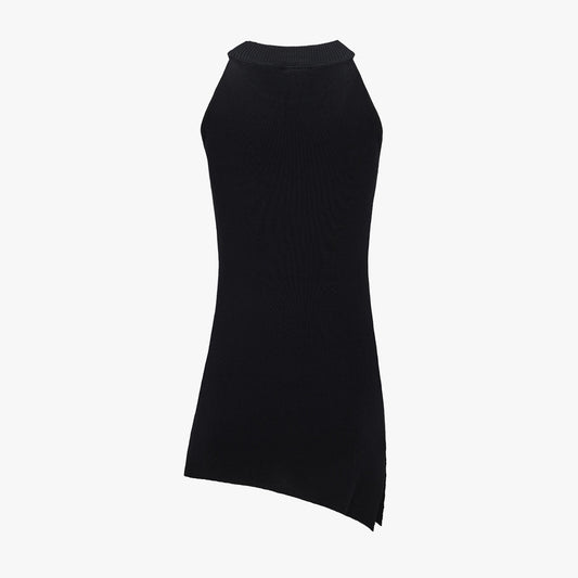 リブホルターネックニット