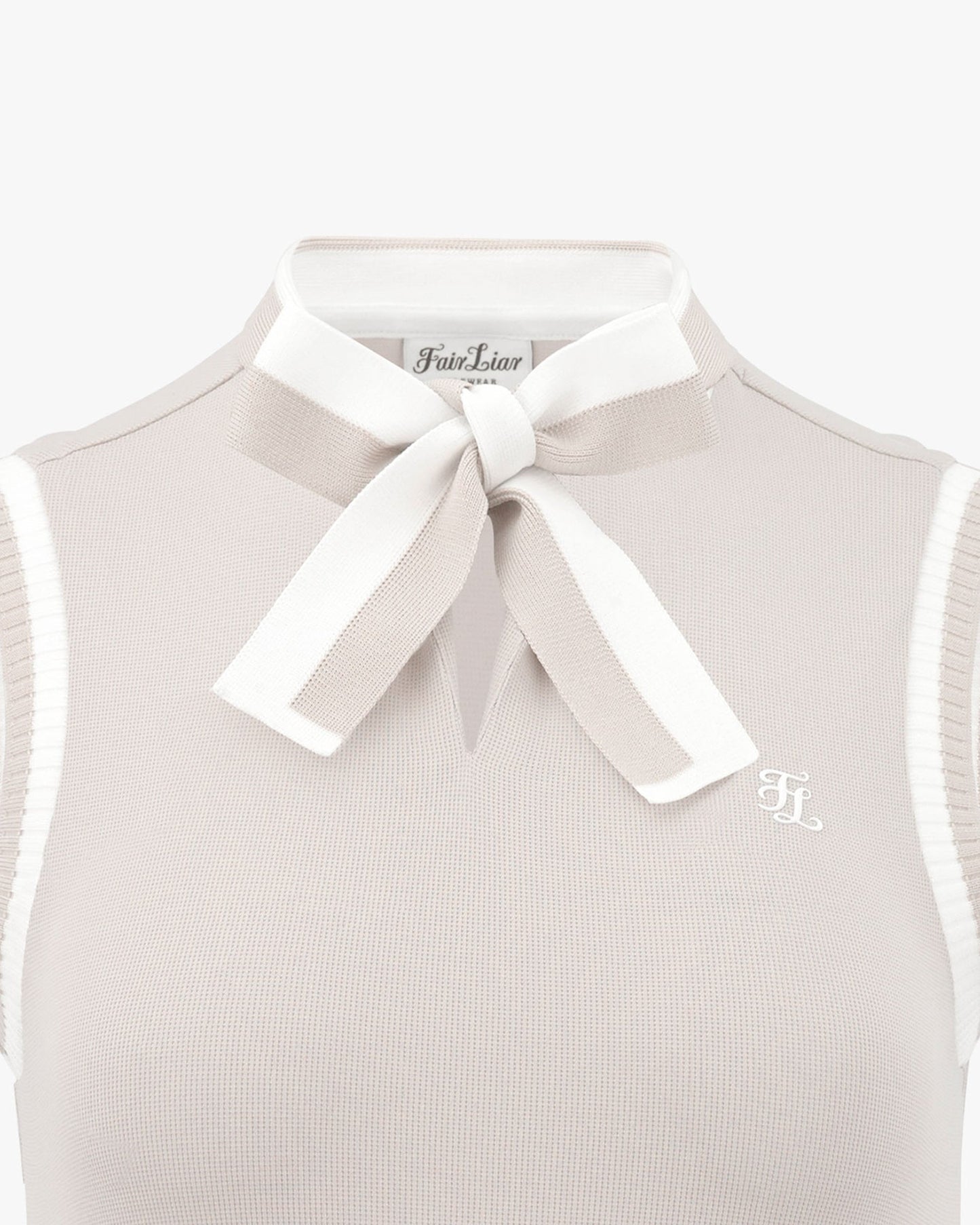 ニットリボンスリーブレスTシャツ