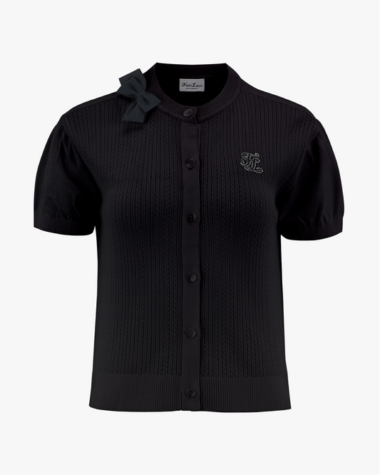 ラウンドリボンショートスリーブカーディガン