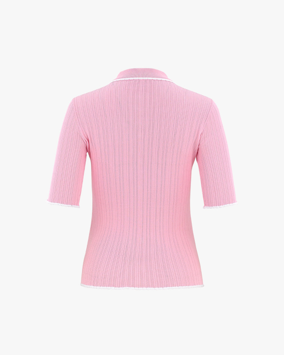 【RE-ORDER】スカラップカラー七分袖ニット