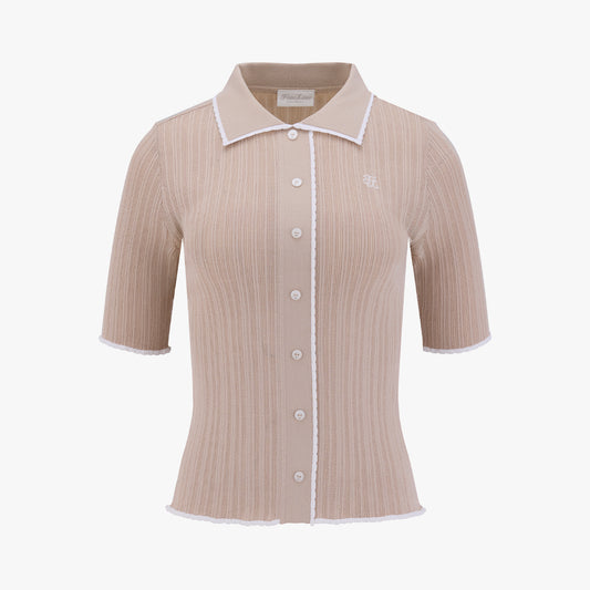 【RE-ORDER】スカラップカラー七分袖ニット