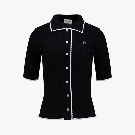 【RE-ORDER】スカラップカラー七分袖ニット