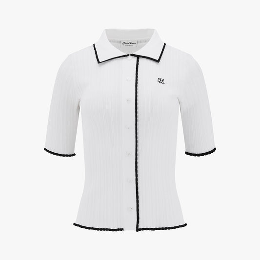 【RE-ORDER】スカラップカラー七分袖ニット