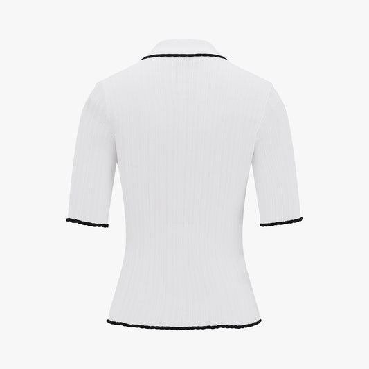 【RE-ORDER】スカラップカラー七分袖ニット