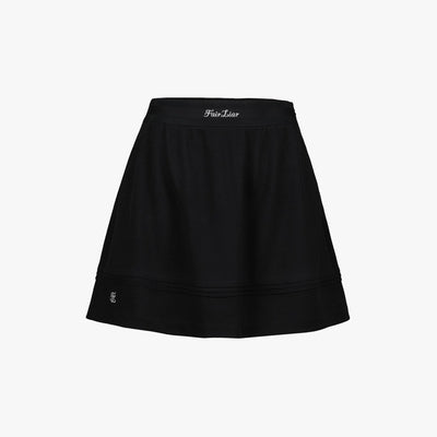 ワッフルバンディングシャーリングスカート (ブラック)