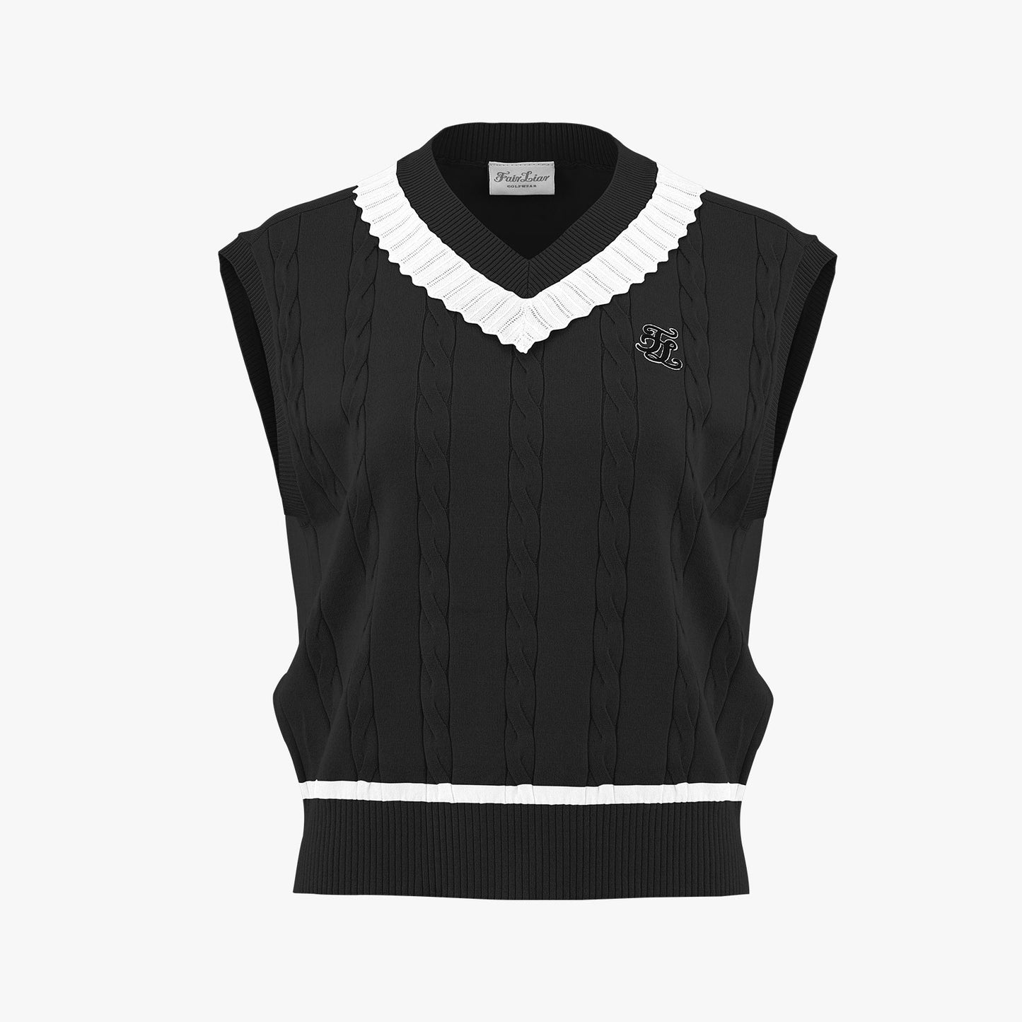 Vネックフリルニットベスト