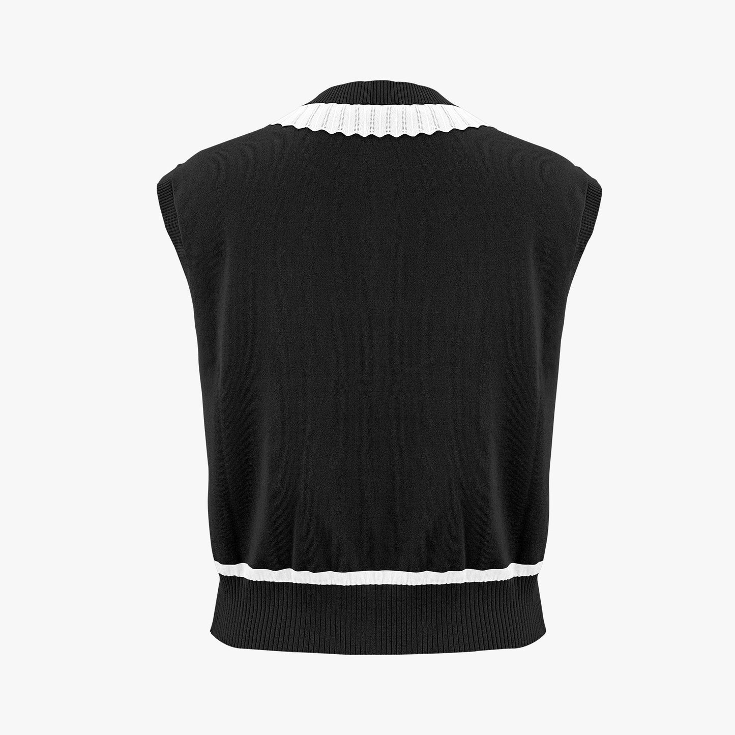 Vネックフリルニットベスト