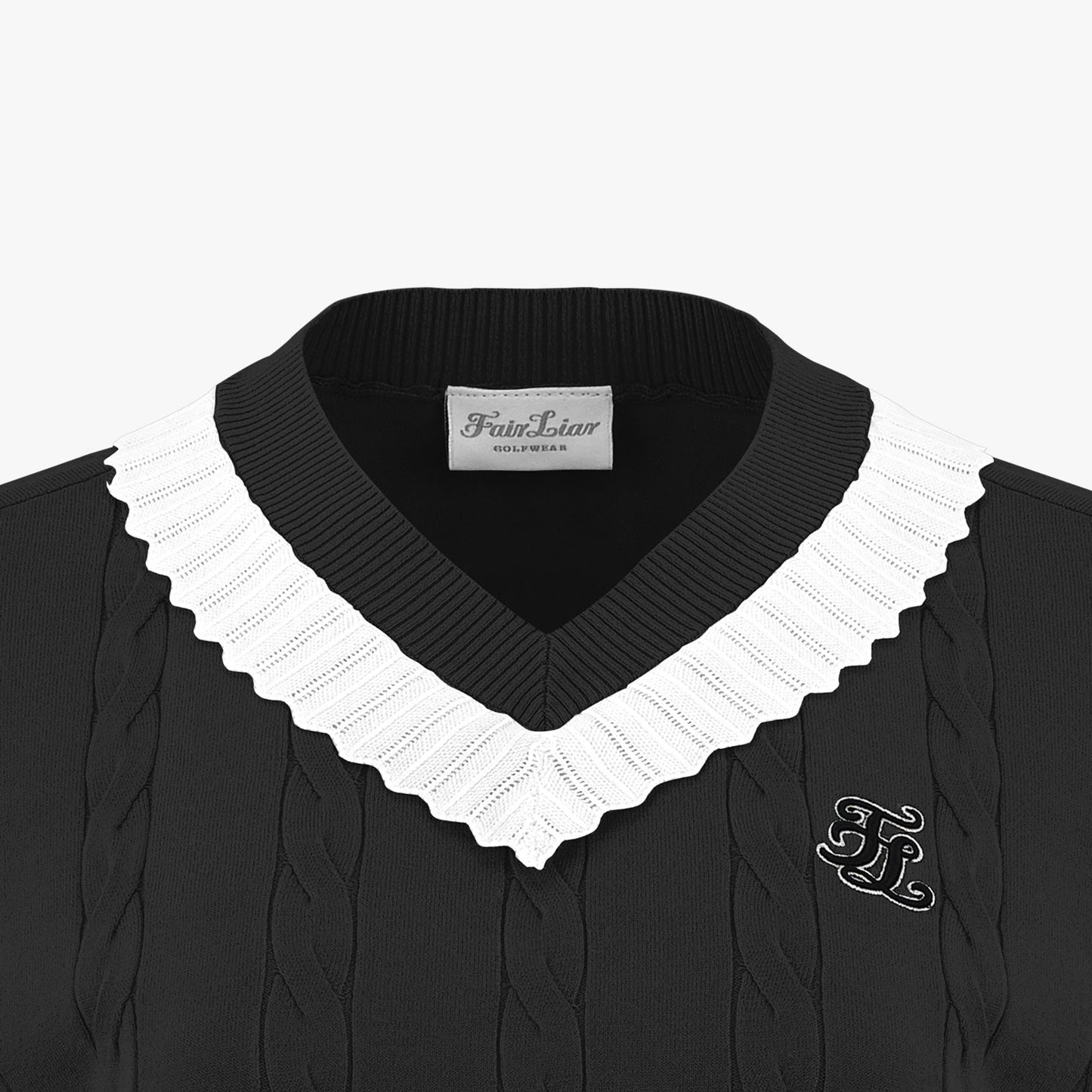 Vネックフリルニットベスト