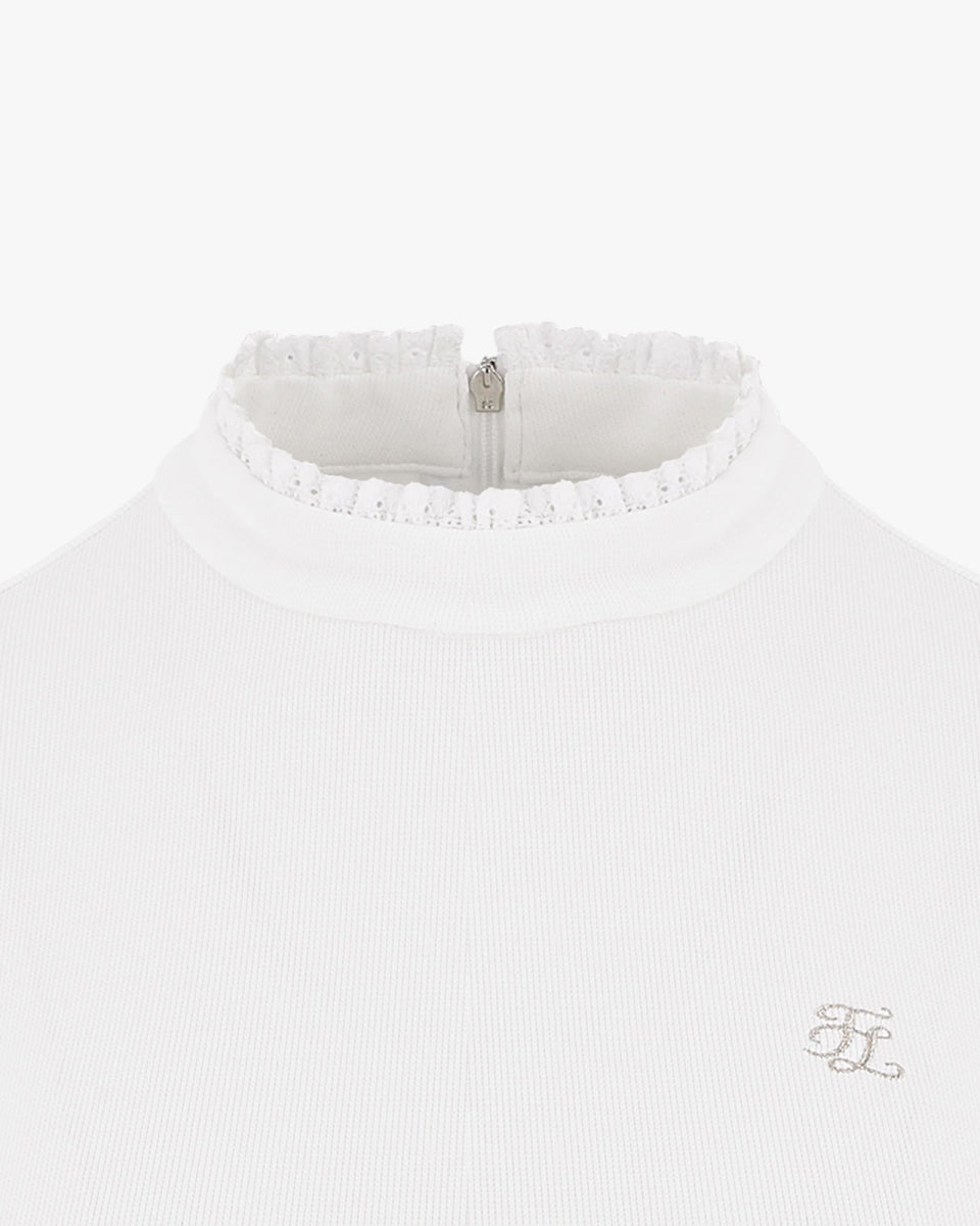 フリルハイネックロングスリーブTシャツ