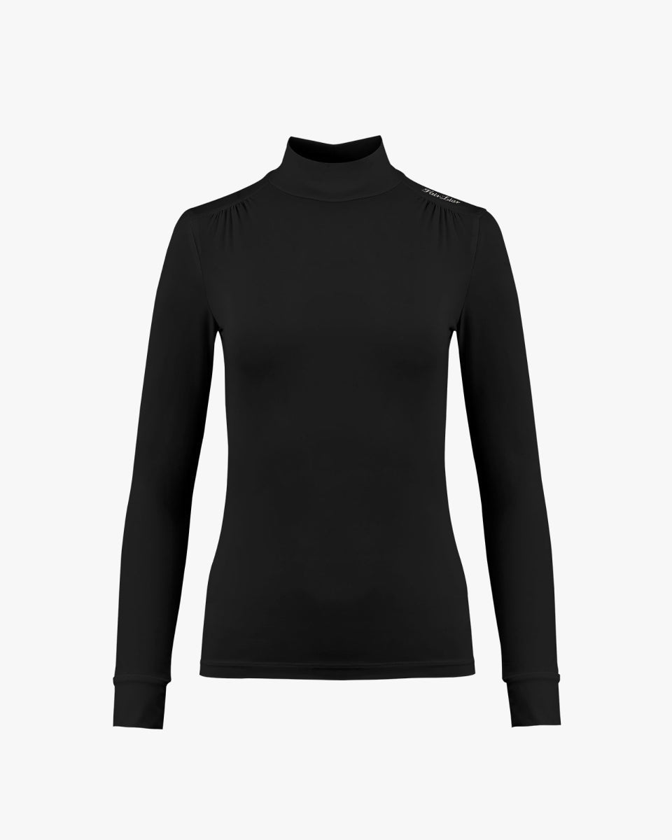 シャーリングディテール モックネックTシャツ