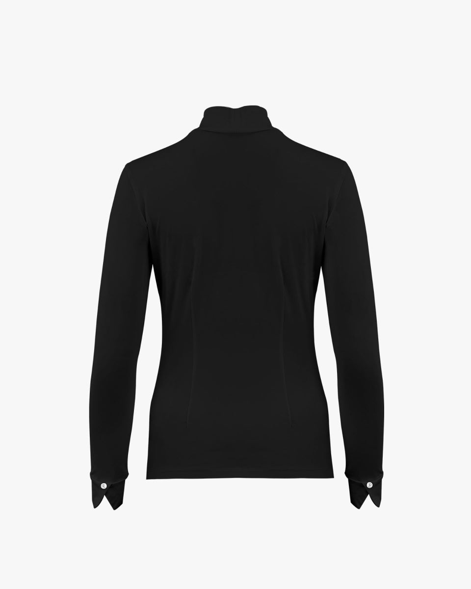 シャーリングディテール モックネックTシャツ
