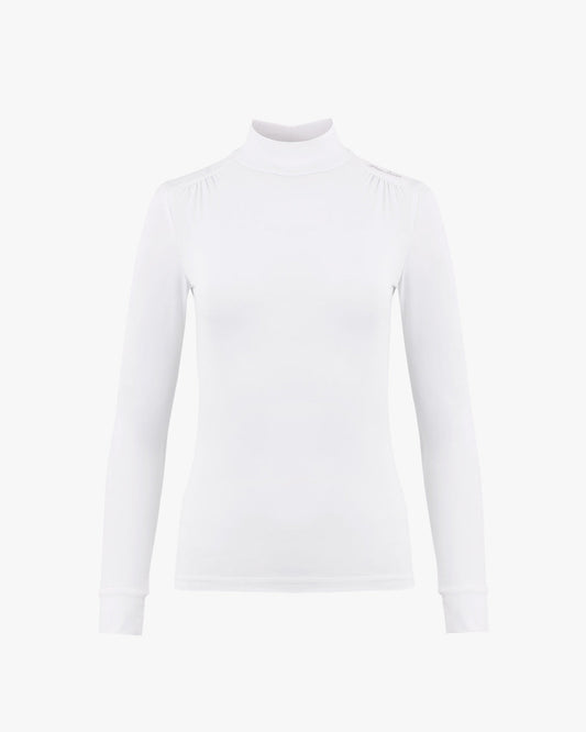 シャーリングディテール モックネックTシャツ