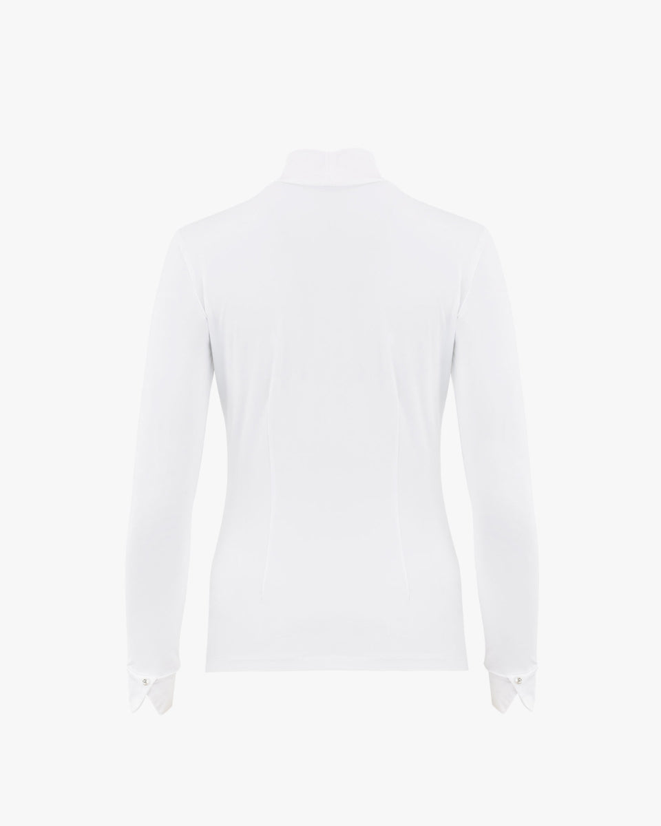 シャーリングディテール モックネックTシャツ
