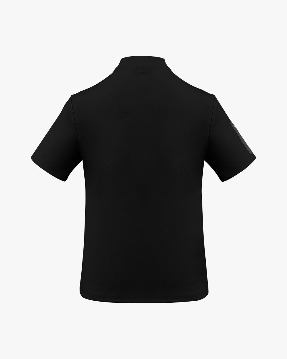 モックネックスリーブ ウーヴンパッチTシャツ