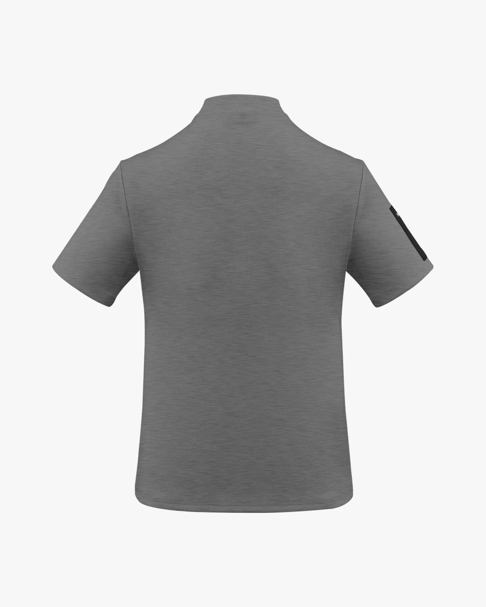 モックネックスリーブ ウーヴンパッチTシャツ