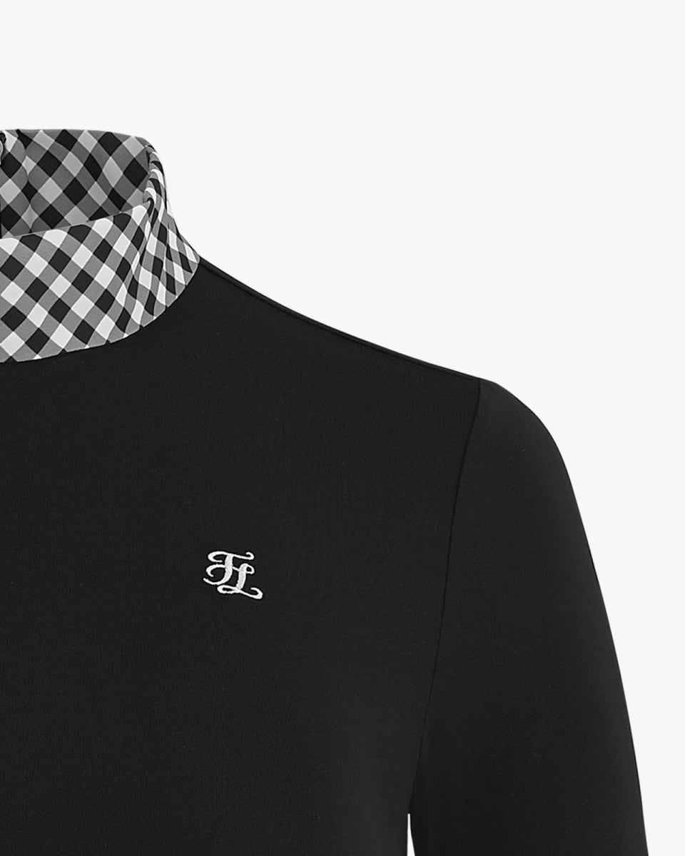 チェックリボンエリロングスリーブTシャツ
