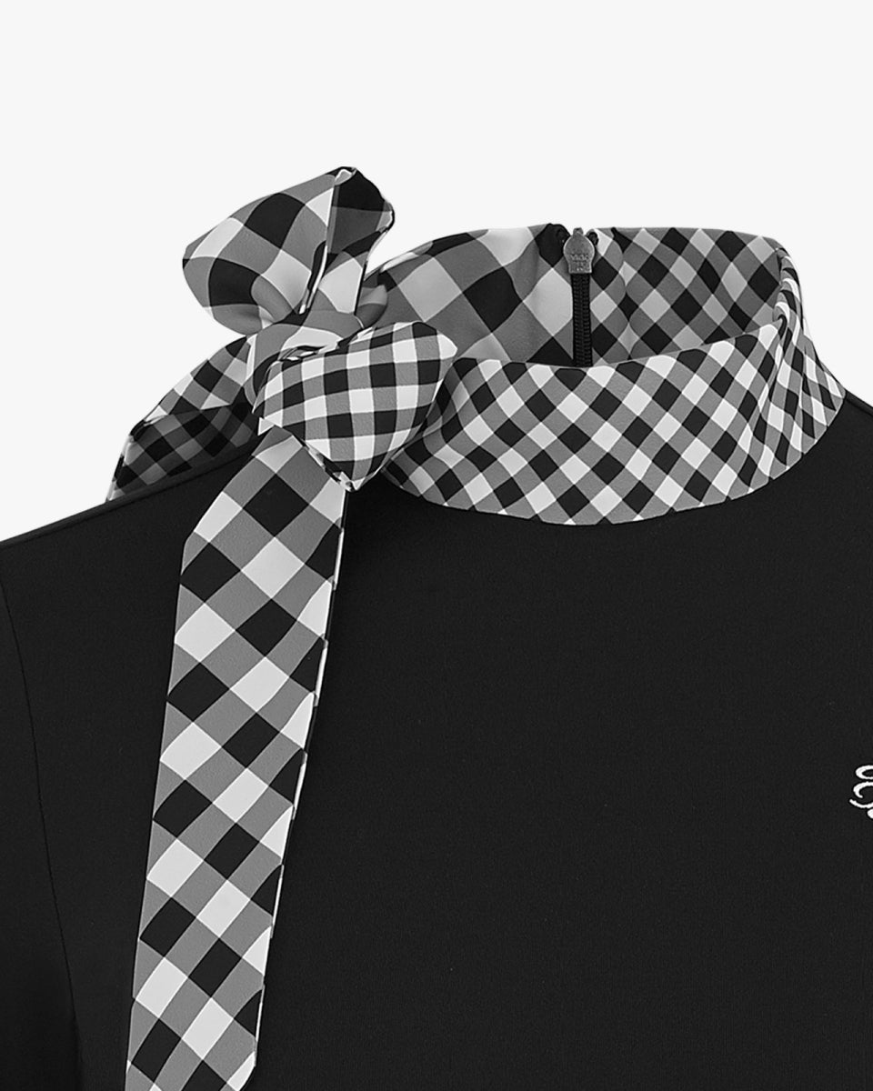 チェックリボンエリロングスリーブTシャツ