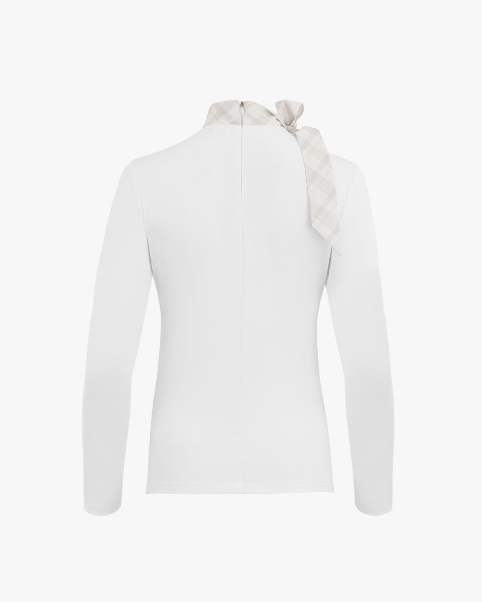チェックリボンエリロングスリーブTシャツ