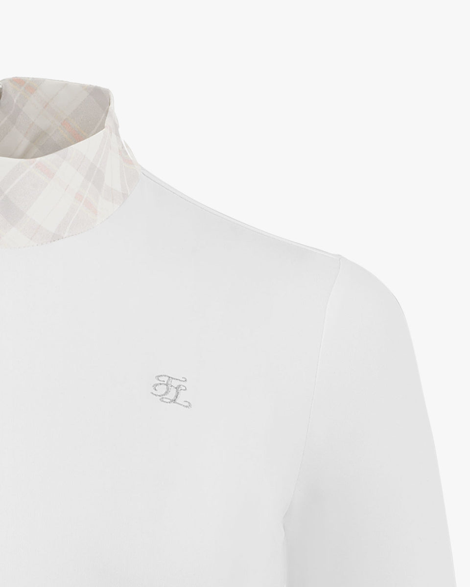 チェックリボンエリロングスリーブTシャツ