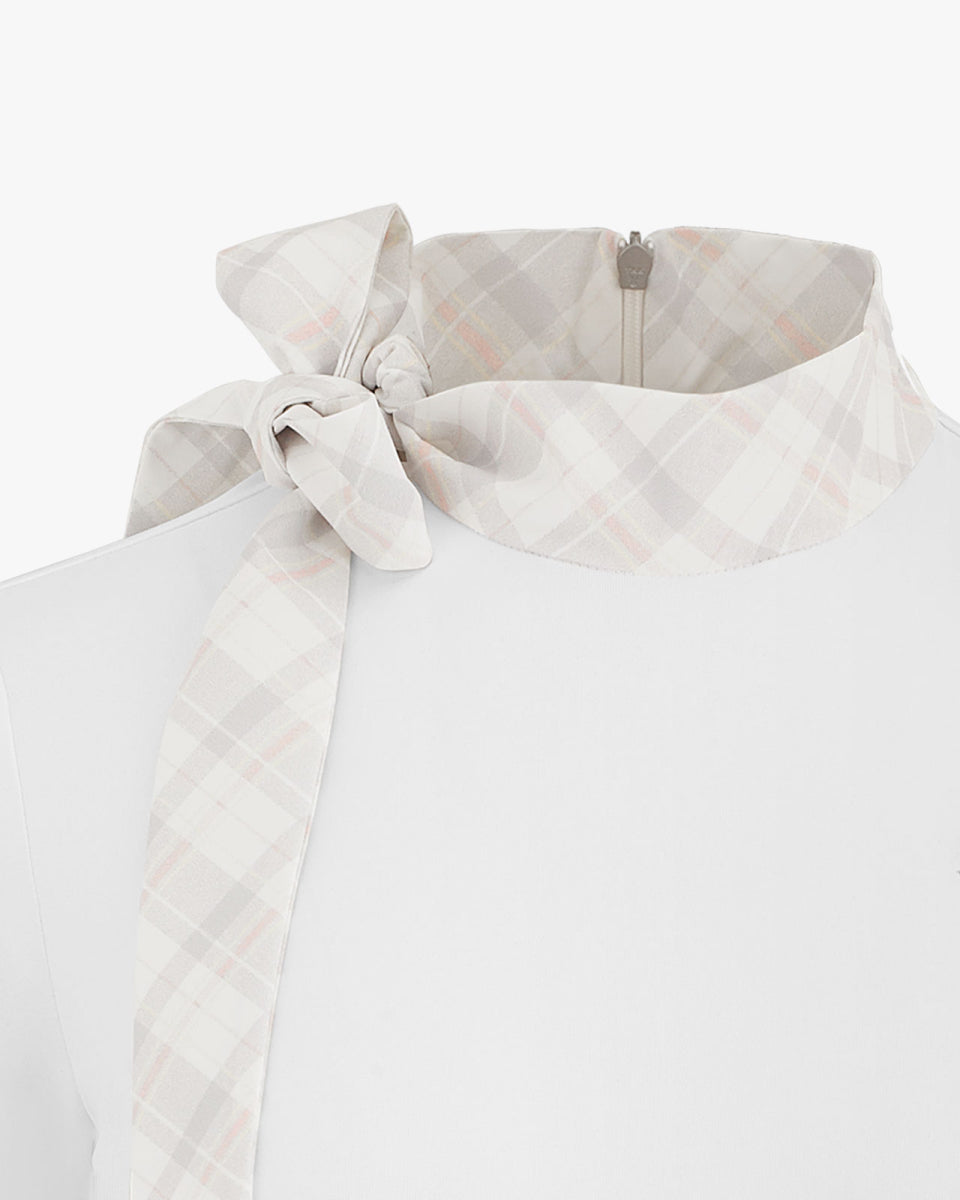 チェックリボンエリロングスリーブTシャツ
