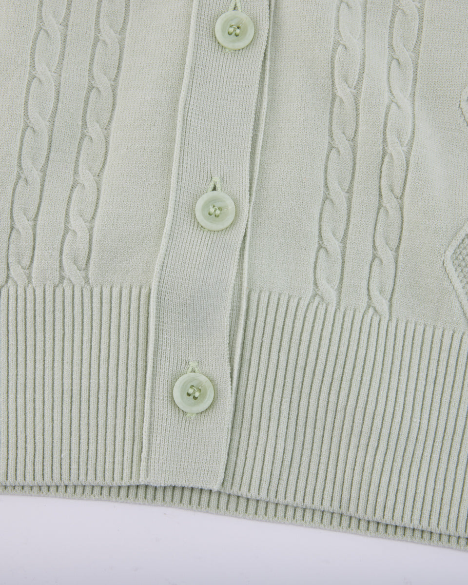 25SS Vネック編み柄ポイントカーディガン