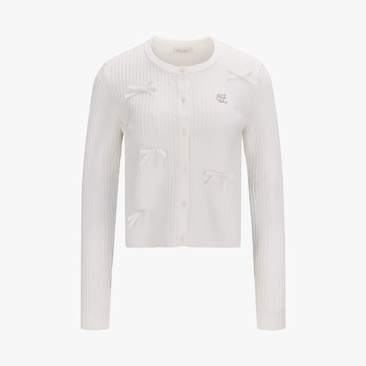 シュシュリボンカーディガン (ホワイト)