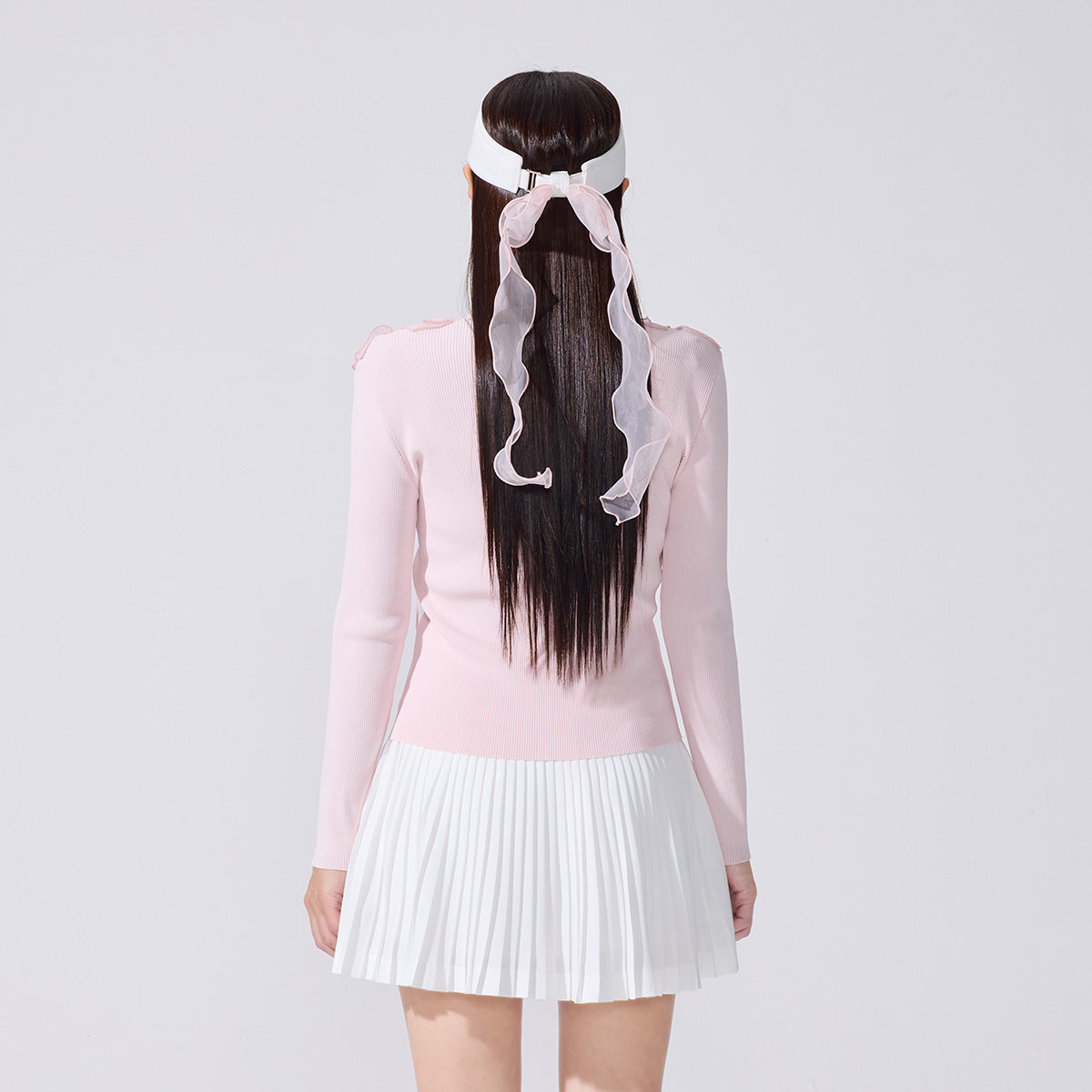 オーガンジーVネックカーディガン (コーラル)