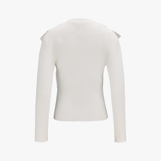 オーガンジーVネックカーディガン (ホワイト)