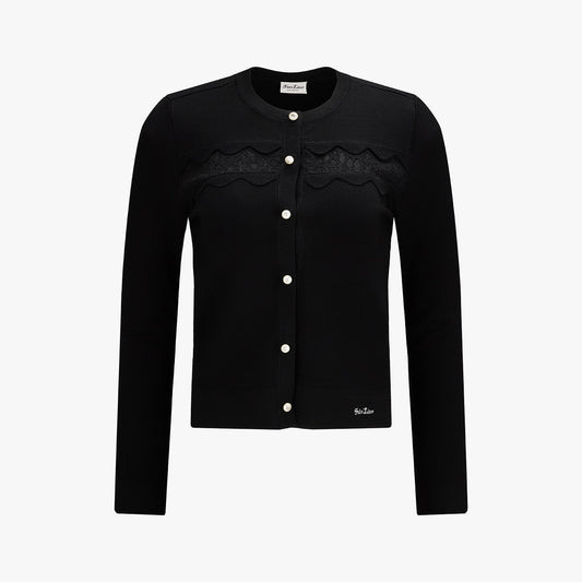 レーススカラップカーディガン (ブラック)