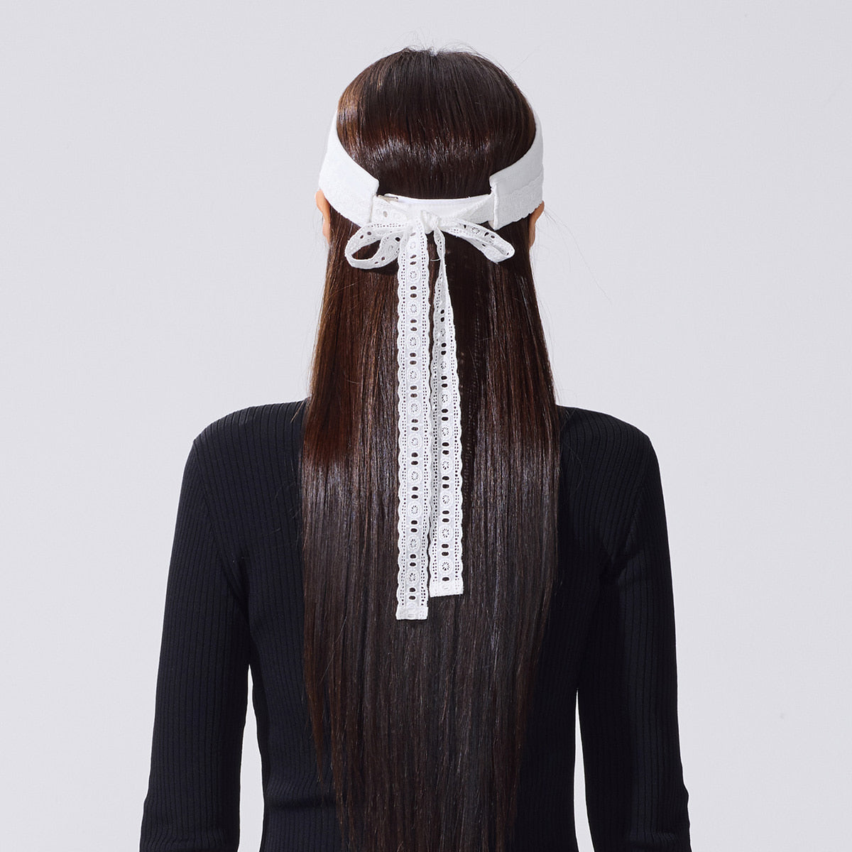 レーススカラップリボンバイザー (ホワイト)