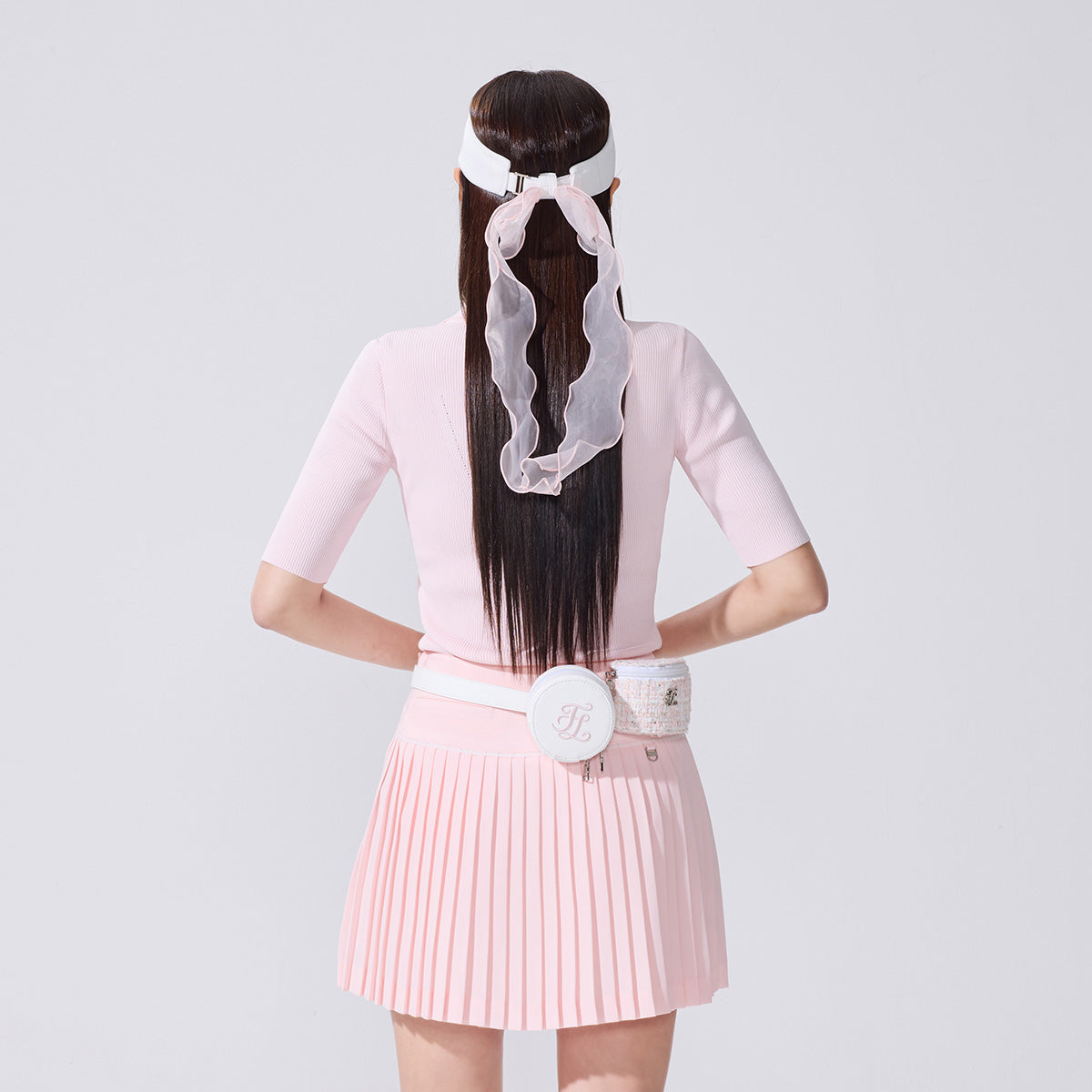 クロシェフレアプリーツスカート (コーラル)