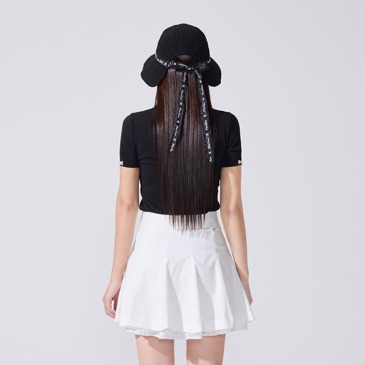 レースダブルフレアスカート (ホワイト)