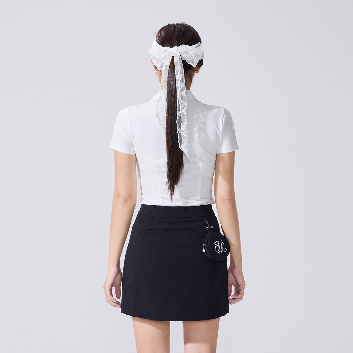 フォールディッドAラインスカート (ブラック)