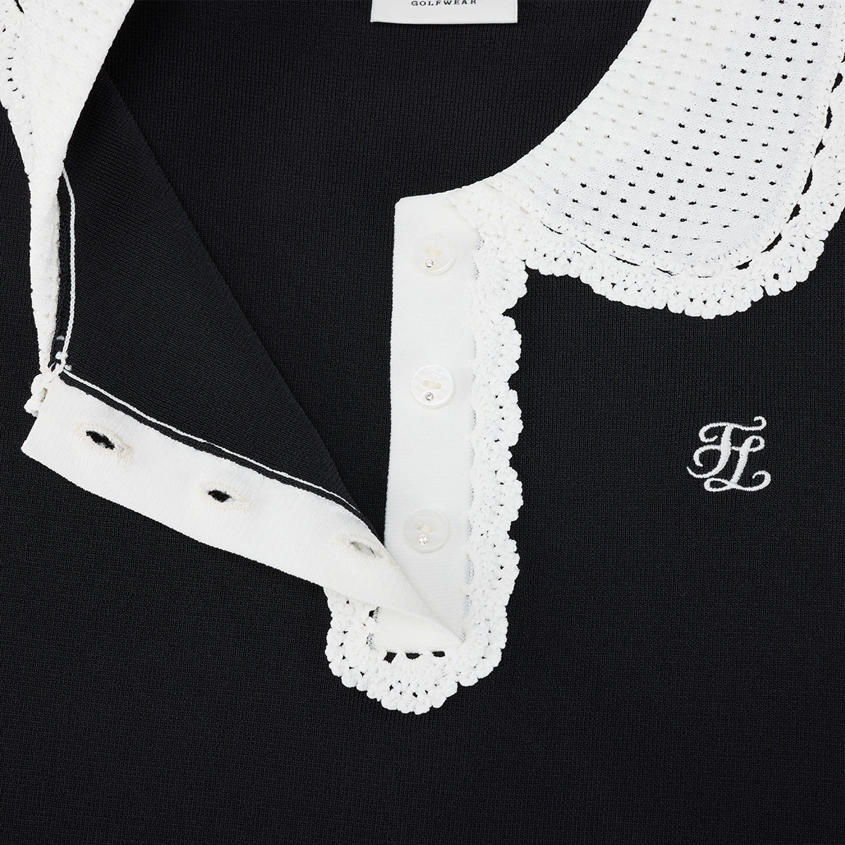 クロシェカラーノースリーブニット (ブラック)