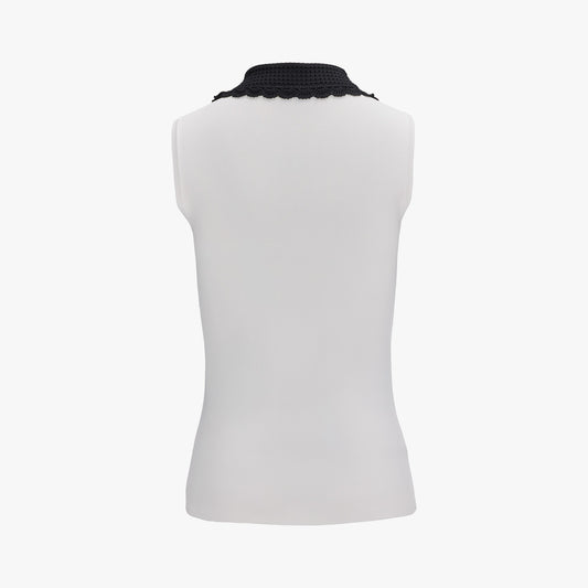 クロシェカラーノースリーブニット (ホワイト)