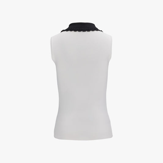 クロシェカラーノースリーブニット (ホワイト)