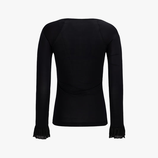 フリル袖冷感インナーTシャツ (ブラック)