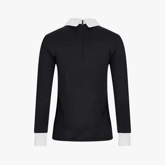 リボン配色長袖Tシャツ (ブラック)