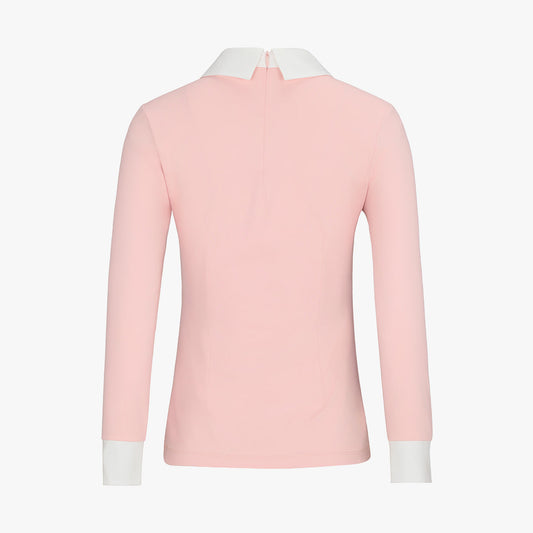 リボン配色長袖Tシャツ (コーラル)