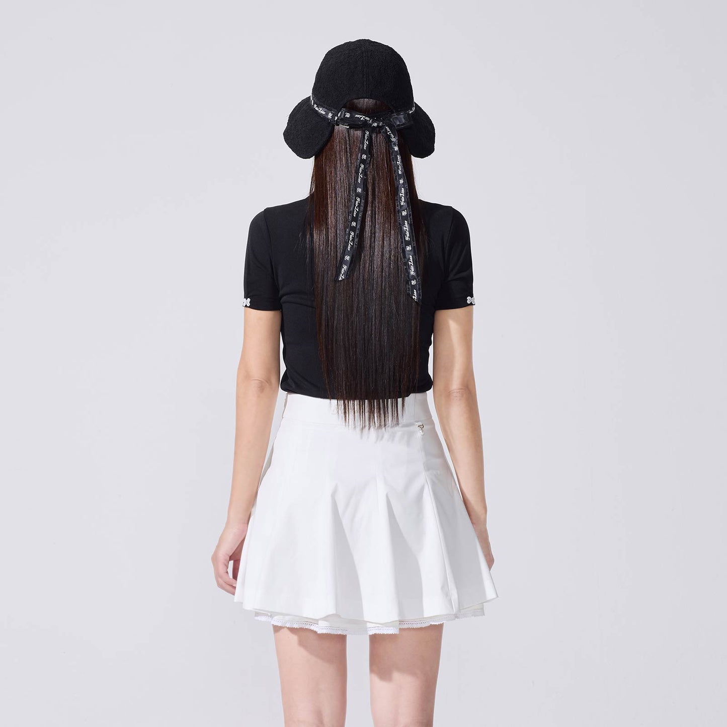 レースカラーパフTシャツ (ブラック)