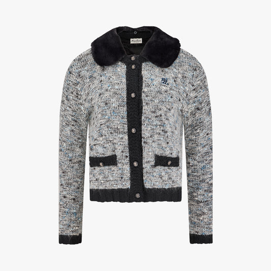 ファーカラー防風カーディガン