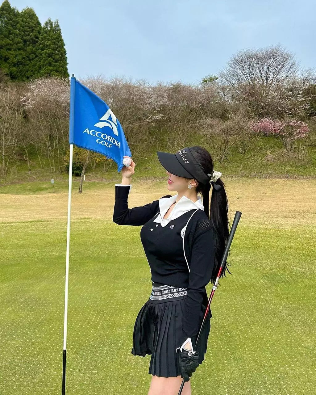 Vネックカラーブロックカーディガン